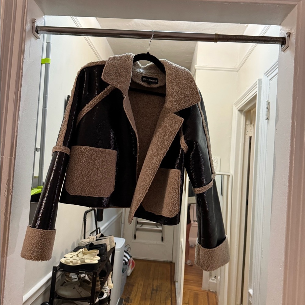 Steve Madden Black and Tan Teddy Jacket